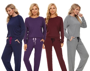 Women's Super Soft Eco Bamboo Pyjama/Loungewear - Long Sleeved Set - in 6 Colours - Perfect Christmas Gift For Her