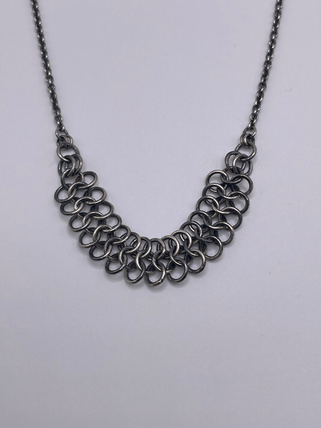 Chainmail Necklace, Chainmail Jewellery, Medieval, Handmade Silver ...