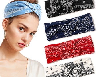 Damen Haarband Elastisches Stirnband Bandana Style Baumwolle Winter 6 Farben