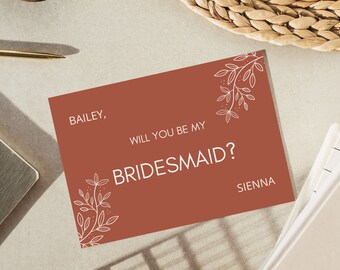 Editable Bridesmaid Ask Card | Personalized Bridesmaid Card | Maid of Honor Card