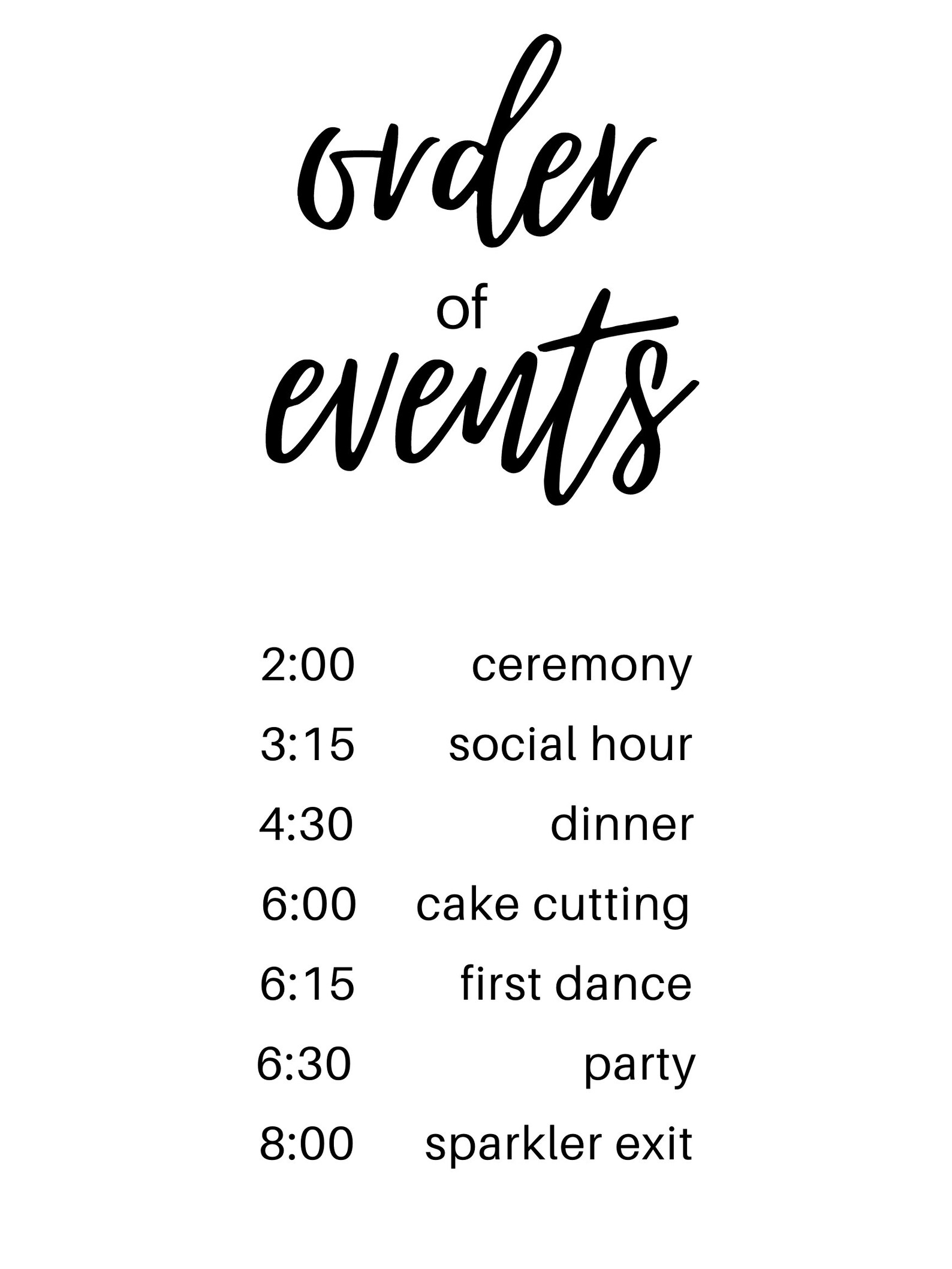 Editable Wedding Day Timeline Wedding Program Sign Etsy