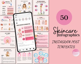 50 Skincare Infographic Instagram Posts, Esthetician Instagram Post, Skincare Social Media, Skincare Instagram, Skincare Marketing, Beauty