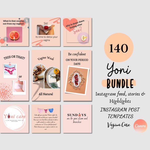 Yoni Post Template Bundle For your Instagram Will Be Great for Anyone in the Vagina Care Business, Vagina Templates, Yoni Specialist