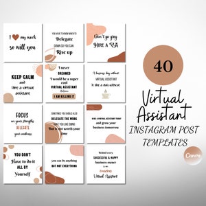 Virtual Assistant Instagram Template, Post, Social Media, Virtual Assistant Quotes, Va Instagram Posts, Canva templates, Customizable