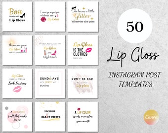Lip Gloss Instagram Post templates for Small Businesses Is A good Way To Promote Your Cosmetic Product Business, Customizable In Canva