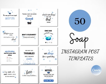 Zeep Instagram-berichtensjablonen voor het maken van zeep, zeepcitaten, handgemaakte zeep, aanpasbaar in Canva