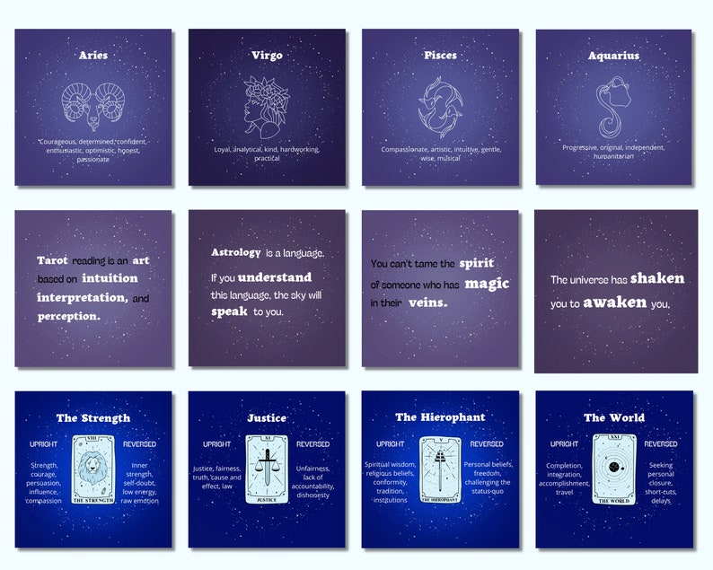 Tarot Instagram Templates for Tarot Readers Spiritual Etsy Singapore