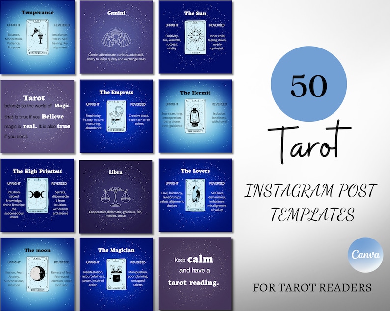 Tarot Card Readers Instagram Post Template, Tarot Readers, Spiritual