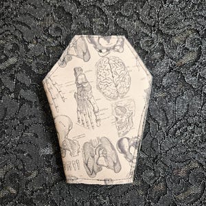 Mini carteras de ataúd anatómicas con huesos góticos espeluznantes de Halloween