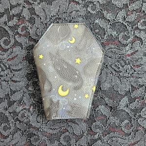 Black Cat & Crescent Moon Mini Coffin Wallet