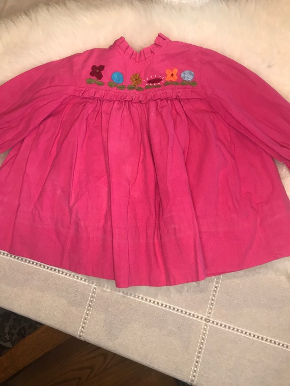 Vintage Mexican Embroidered Little Girls Dress