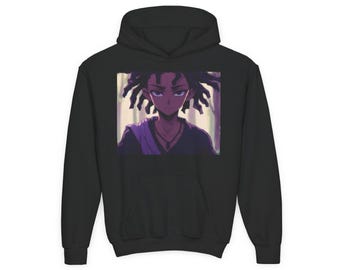 Ungdomsgatukonst-hoodie med edgy vibbar, cool tonårströja, present till animeälskare, urbana kläder, bekväma lager-på-lager-kläder
