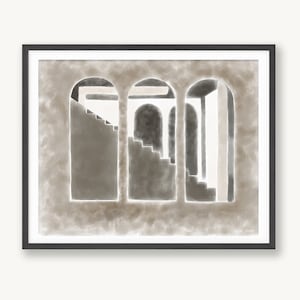建築壁アート、ミニマル建築壁装飾、建築イラスト、インスタントデジタルダウンロード、アーチの描画