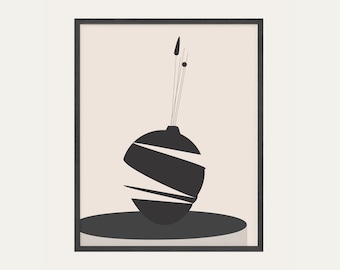 Abstraktes Stillleben Digitaldruck | Küche - Esszimmer Wandkunst | Sofortiger digitaler Download| Abstrakte Kunst zum Ausdrucken| Vase und Blumendruck