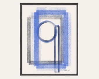 Wall Art Blue ,Mid Century Wall Art Print, Instant Digital Prints, Abstract Wall Art,  Wall Decor, , Abstract GeometryArt