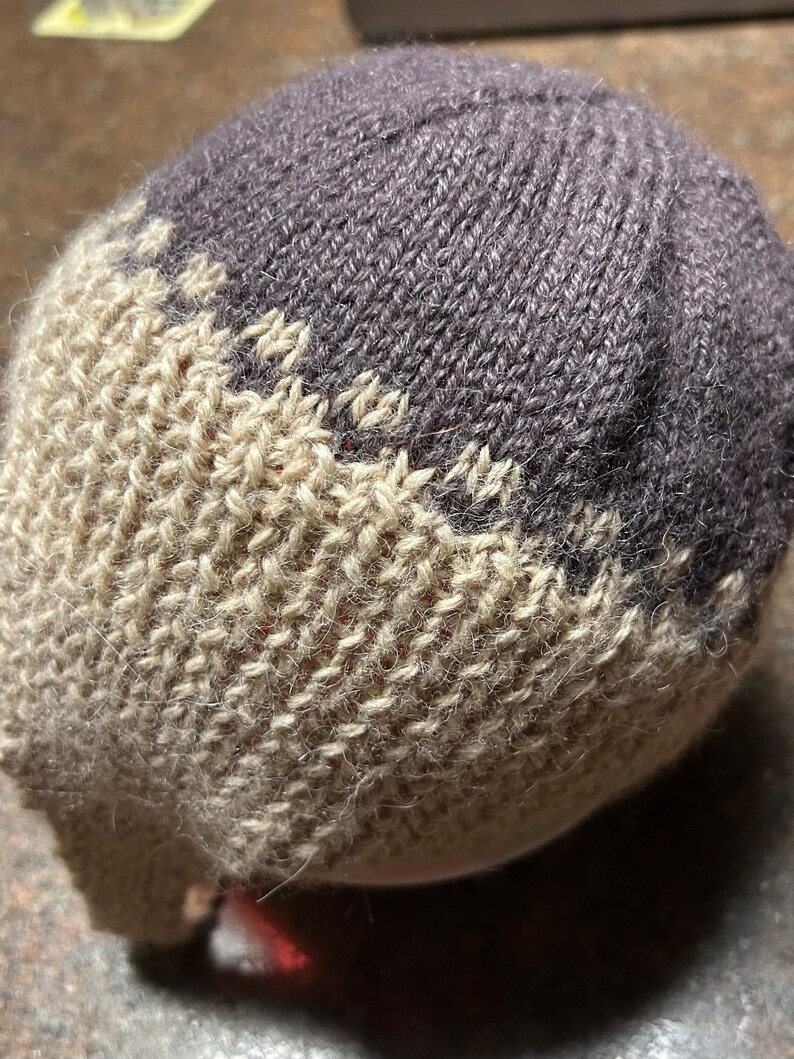 Baby Boy Warm Winter Hat, Alpaca Yarn, Button Closure, Two Tone