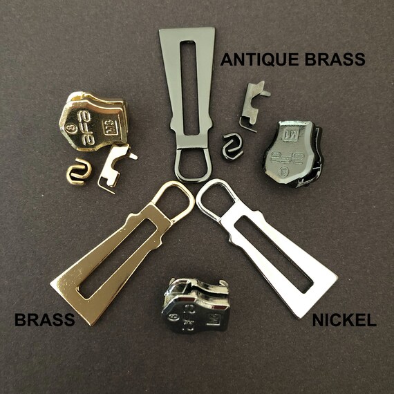 Zipper Pull pull-tab Replacement Nickel or Brass for 