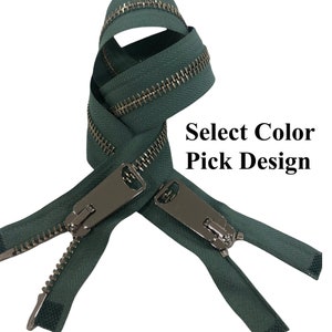 30 Inch 2-Way #8 43 Colors Heavy Duty Separating Zipper No 8/ Pick Design Nickel / Antique Brass / Brass Two Way Metal Zippers