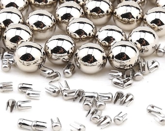 100 Silver Pearl Rivet Studs: DIY Acrylic Pearl Beads (4mm-10mm)