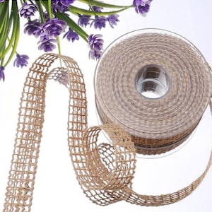 10 Meters of Natural Netted Burlap Ribbon - Rustic Eco-Friendly Trim - Organic Netted Jute Ribbon - 10 Meters for Crafting and Decor
