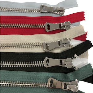 11&quot; to 15 Inch Heavy Duty Closed End Zippers 43 Colors #8 / Handbag-Zippers - Pick Design Nickel / Antique Brass / Brass Metal Zippers