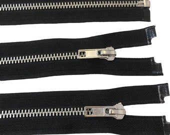 2" to 21 Inch Black Metal Zipper #5 Medium-Weight Closed-End Zipper