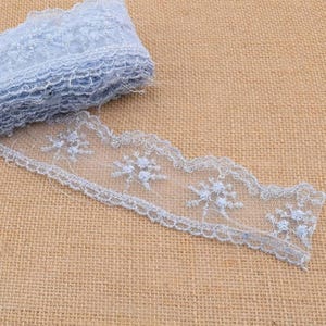 Blue Lace Trim - Vintage Inspired Sewing Trim , Blue Lace Ribbon - Delicate Craft Supply - 10 Yards