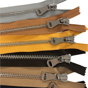 16&quot; to 20 Inch Heavy Duty Closed End Zippers 43 Colors #8 / Handbag-Zippers - Pick Design Nickel / Antique Brass / Brass Metal Zippers