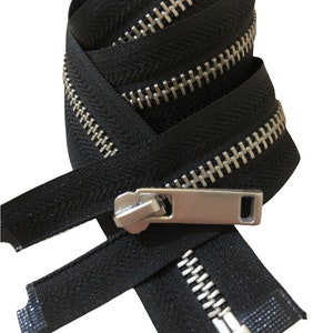 2&quot; to 27 Inch Nickel Metal Zippers #5 One Way Medium-Weight Open-End Separating Zipper