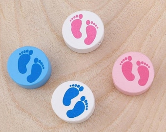 Handmade Wooden Pacifier Chain with Footprint Print - Baby Teething Toy