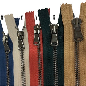 21 Inch 43 Colors  Medium-Weight Closed-End Zipper #5  Pick Design Antique Brass - Nickel - Brass Metal Zippers