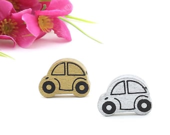 Handcrafted Wooden Car Figure Pacifier Chain Bead