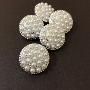 5 Pcs Pearl Silver Plastic Shank Buttons 20 mm