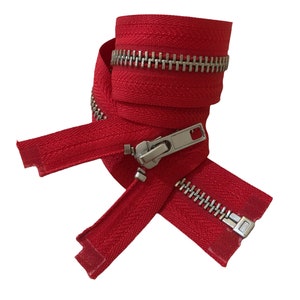 Red Metal Zipper #5: Medium-Weight Open/Closed End (2-19 Inch)