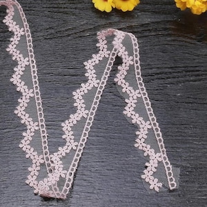 Pink Lace Trim Floral Design - Vintage Inspired Sewing Trim ,Floral Pink Lace Ribbon - Delicate Craft Supply - 1 meter