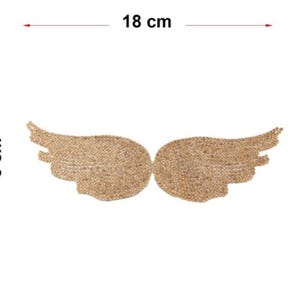 Angel Wings Gold Stone Patch - DIY Iron-On Decoration - Gold Winged Patch - Iron-On Rhinestone Applique -  Wing Iron-On Applique