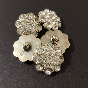 5 Pcs Gold Rhinestones Buttons 20 mm Plastic Shank