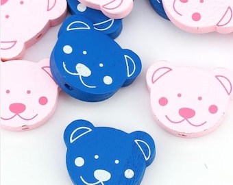 Handmade Bear Figure & Wooden Pacifier Chain Bead