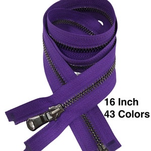 16 Inch One Way Separating Medium-Weight Open-End Zipper #5  Pick Design Antique Brass-Nickel-Brass Metal Zippers