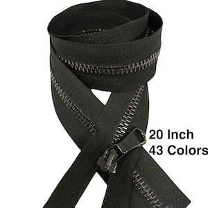 20 Inch One Way Separating Medium-Weight Open-End Zipper #5  Pick Design Antique Brass-Nickel-Brass Metal Zippers