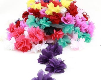 Chiffon Floral Ribbon Trim: Flower Embellishment, Shabby Chic Decor