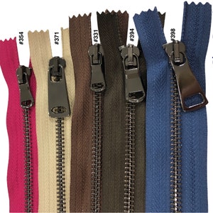 24 Inch 43 Colors  Medium-Weight Closed-End Zipper #5  Pick Design Antique Brass - Nickel - Brass Metal Zippers