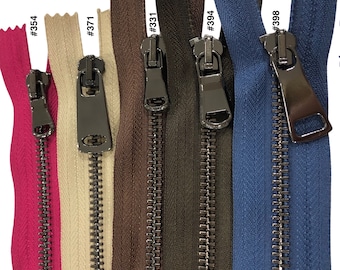 24 Inch 43 Colors  Medium-Weight Closed-End Zipper #5  Pick Design Antique Brass - Nickel - Brass Metal Zippers