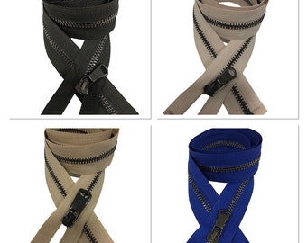 32 Inch One Way Separating Medium-Weight Open-End Zipper #5  Pick Design Antique Brass-Nickel-Brass Metal Zippers