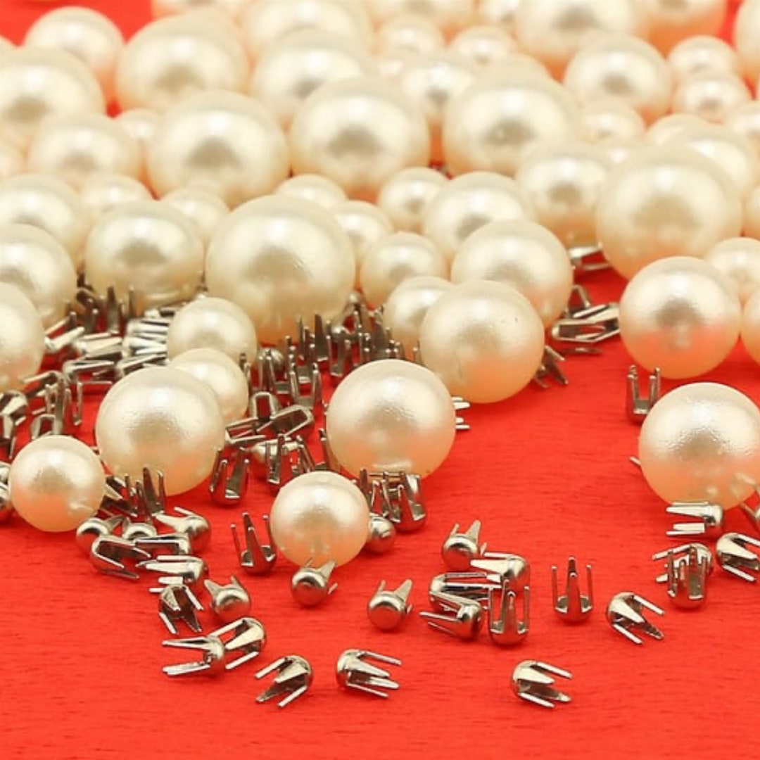 100 Ivory Acrylic Pearl Rivet Studs: DIY Craft Supplies (4mm-6mm-8mm ...