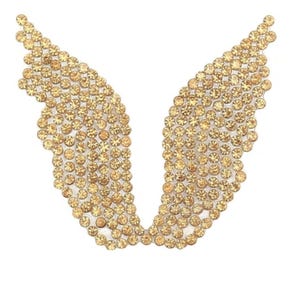 Angel Wings Gold Stone Patch - DIY Iron-On Decoration - Gold Winged Patch - Iron-On Rhinestone Applique -  Wing Iron-On Applique