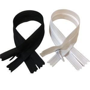 5 Pcs 9 Inch Black&White Invisible Zipper Closed - End Dress Zippers  24 Cm