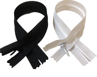 5 Pcs 9 Inch Black&White Invisible Zipper Closed - End Dress Zippers  24 Cm