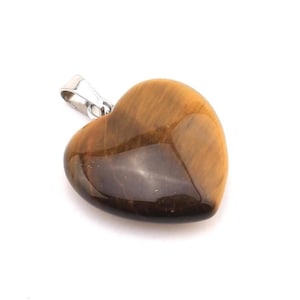 Tiger Eye Stone Heart Pendant - Natural Crystal Healing Necklace - Tiger Eye Heart Pendant Necklace - Gemstone Love Charm
