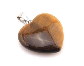 Tiger Eye Stone Heart Pendant: Natural Crystal Necklace